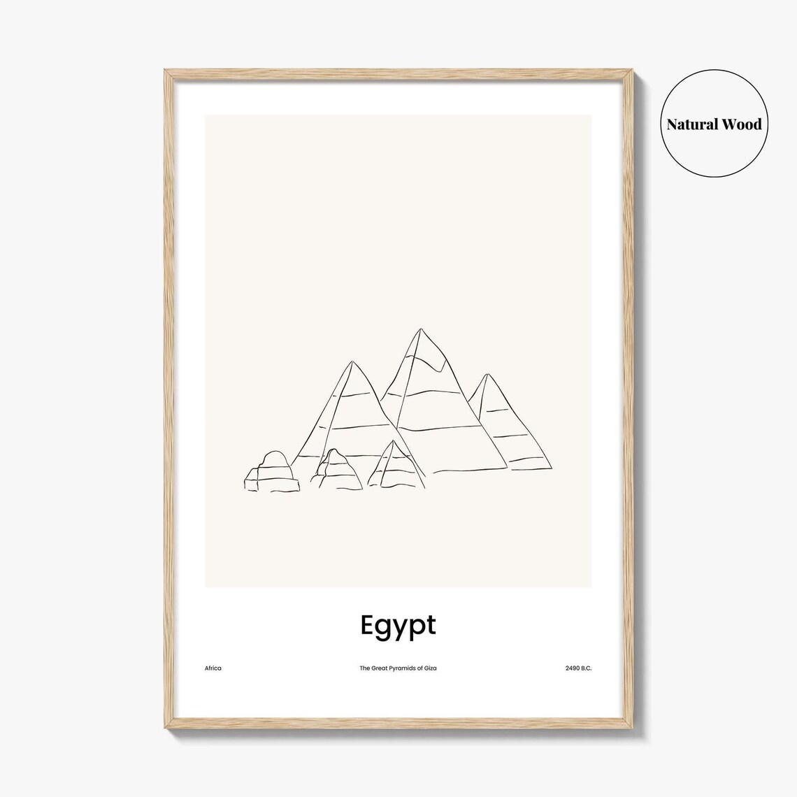Egypt Pyramids of Giza Minimalist Line Drawing Desert Poster - Image 2
