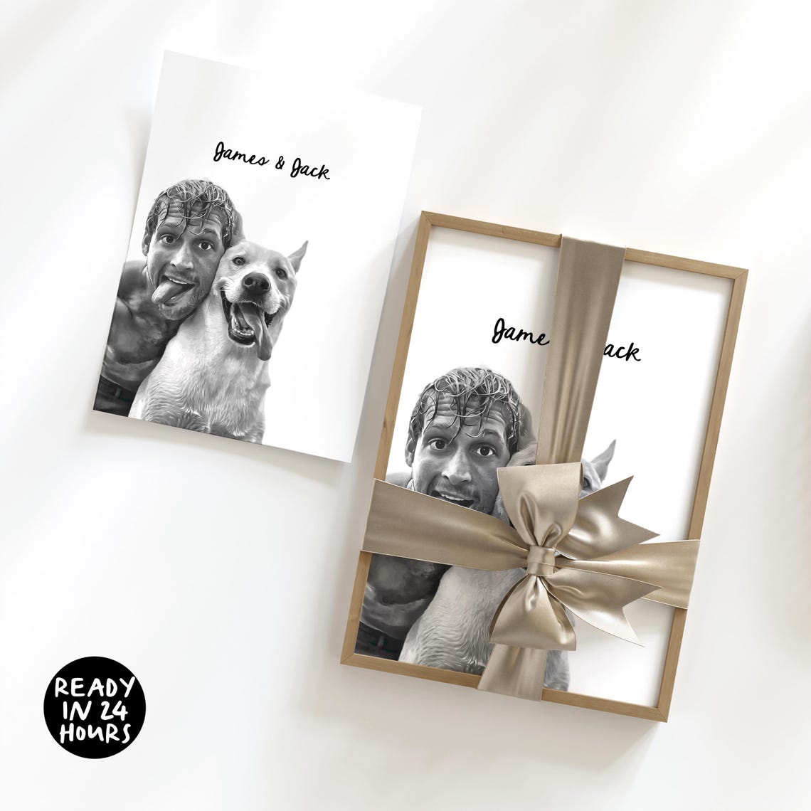 Custom Pet And Owner Portrait From Photo Custom Dog Portrait Memorial Dog Portrait Pet Owner Gift Custom Painting Photo Photo Edit - Image 3