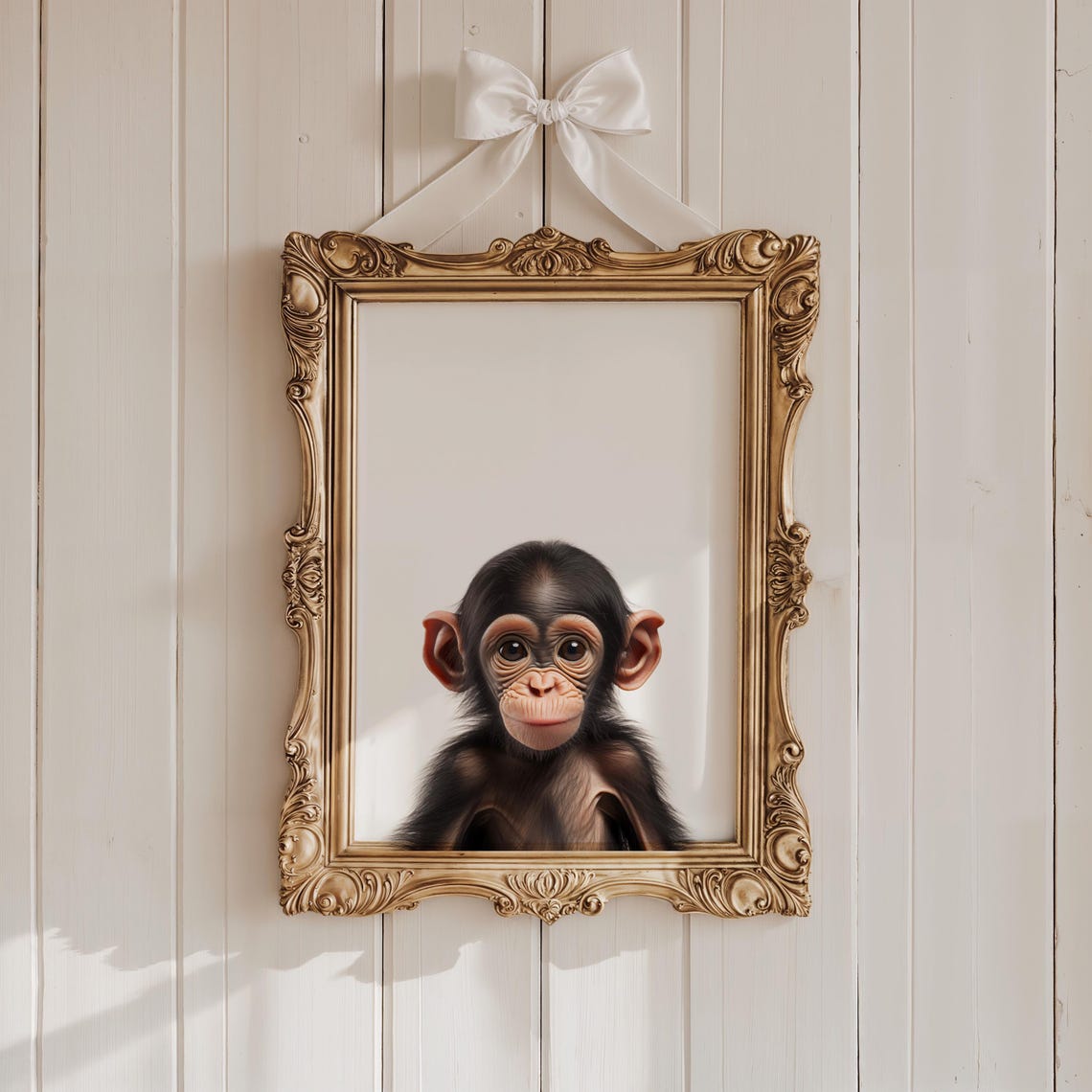 Cute Baby Monkey Sweet Safari Portrait Nursery Animal Poster