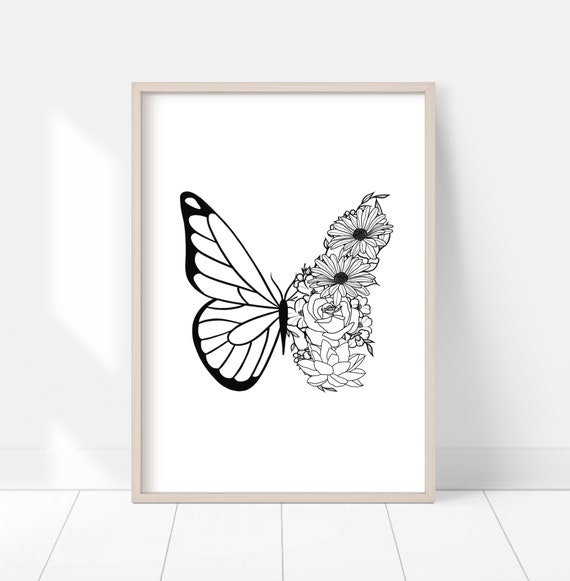 Custom Family Birth Flower Butterfly Bouquet Birth Month Flower Flower Tattoo Design Butterfly Tattoo Design Birth Design Custom