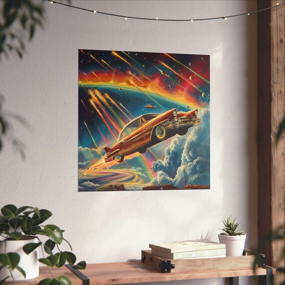 Charging Through Space In A Vintage Vehicle Poster