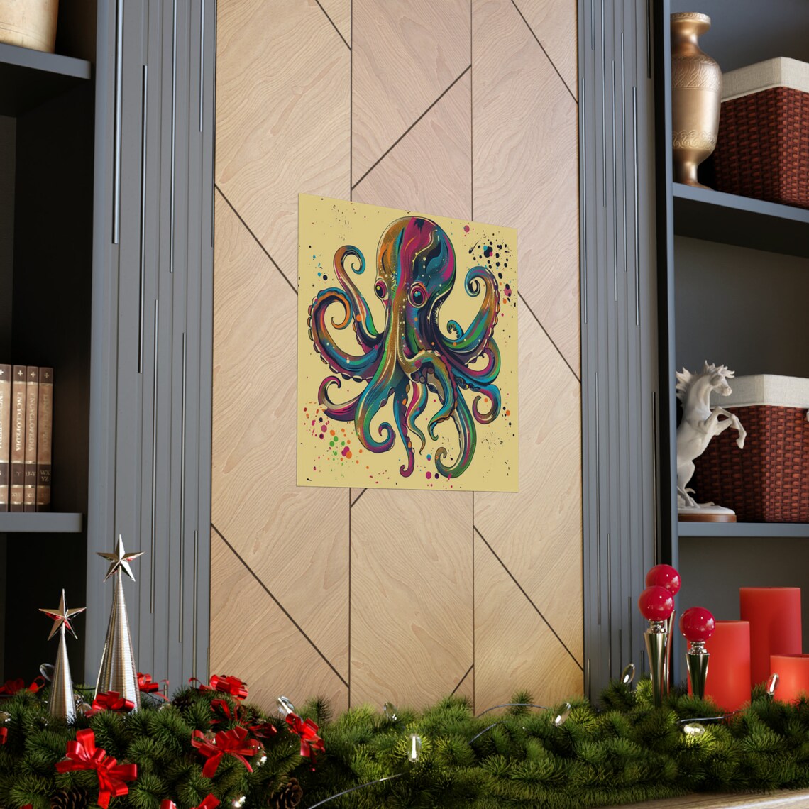 Vintage Retro Splatter Paint Octopus Art Print - Image 3