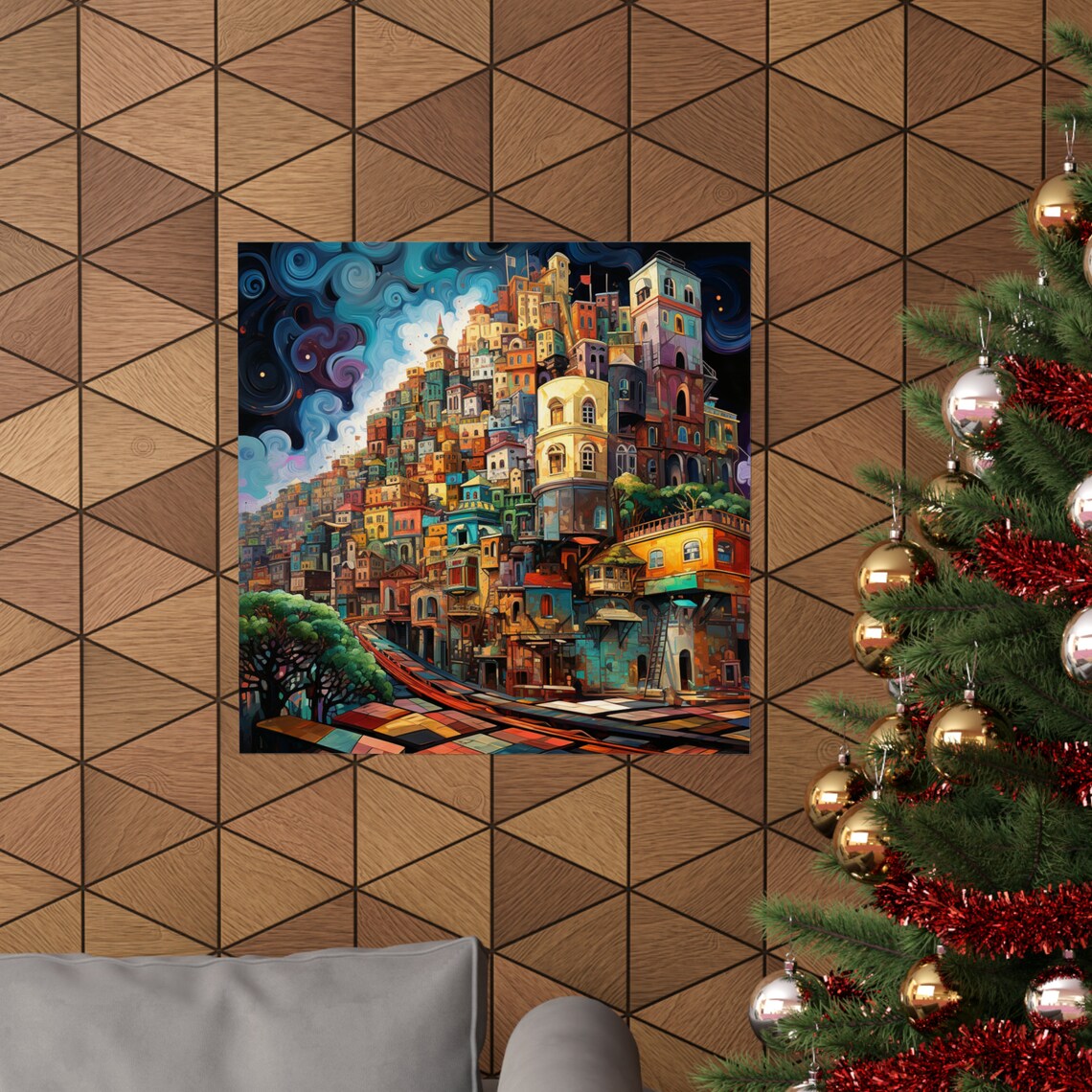 Post Impressionist Greek City, Countryside On The Hill Poster - Image 4