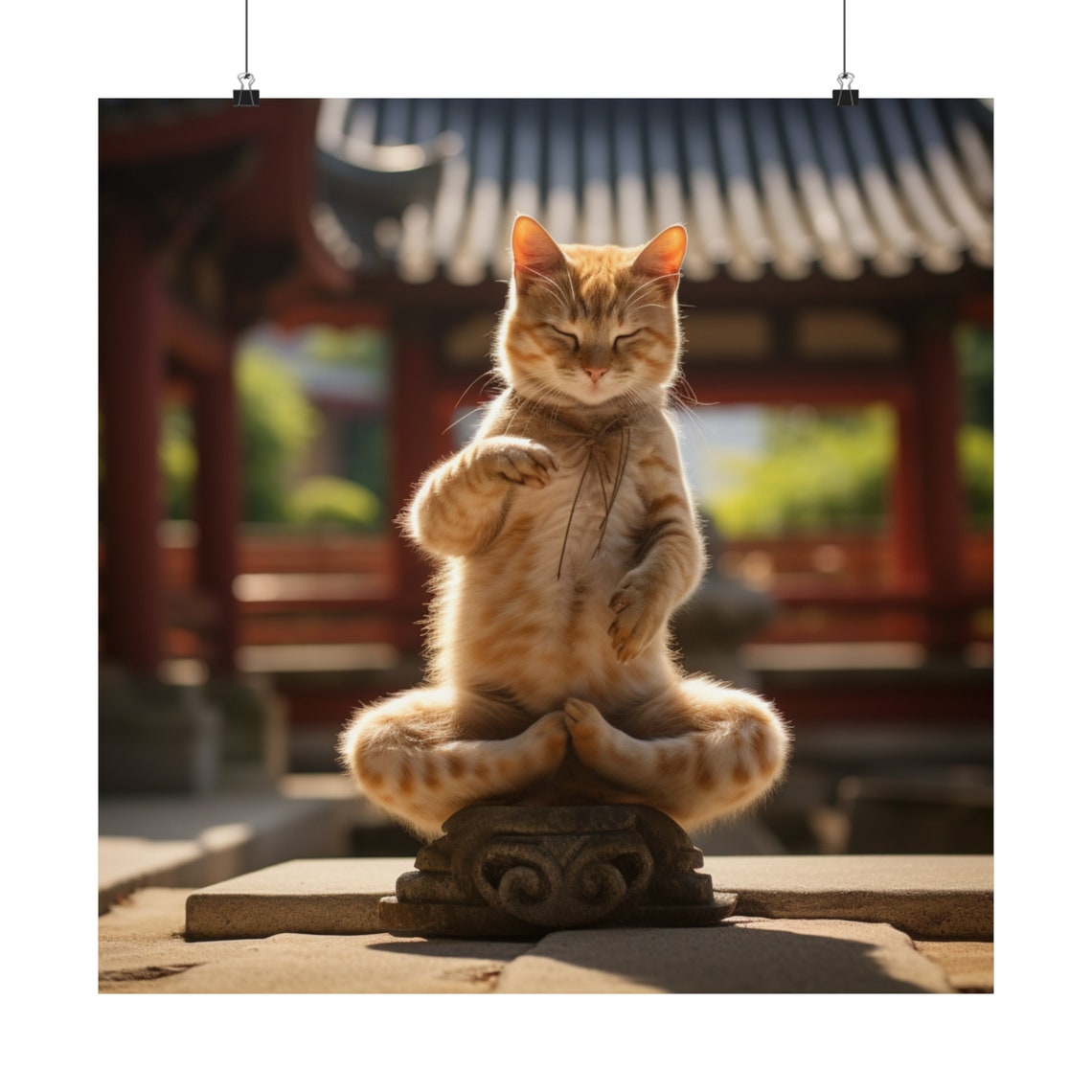 Meditation Master Rare Zen Orange Cat Art Print - Image 3