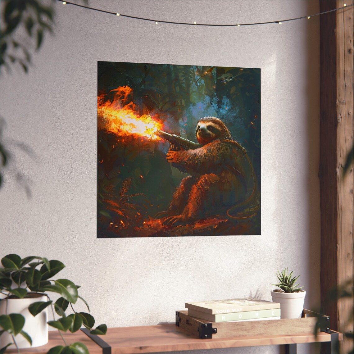 Flamethrower Sloth, Sloth Humor Poster