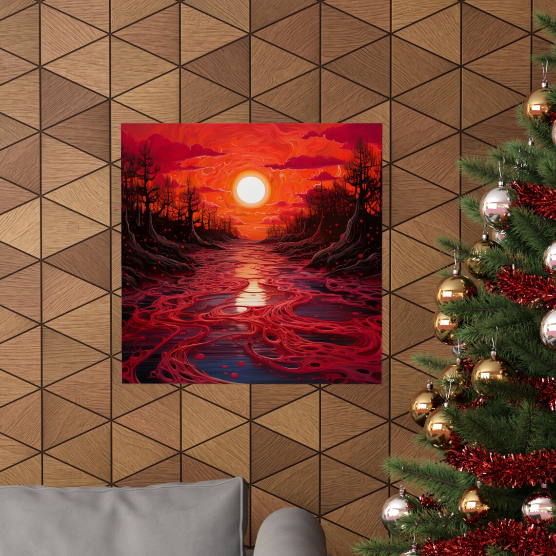 Desolate Sunset Trippy Landscape Poster