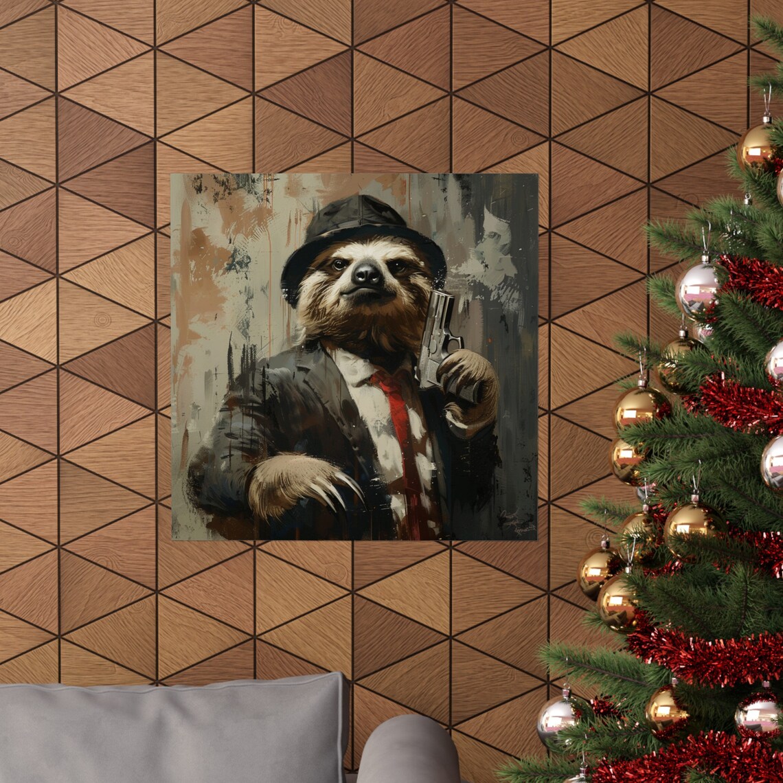 Gangster Sloth - Funny Animal Art Print - Image 4