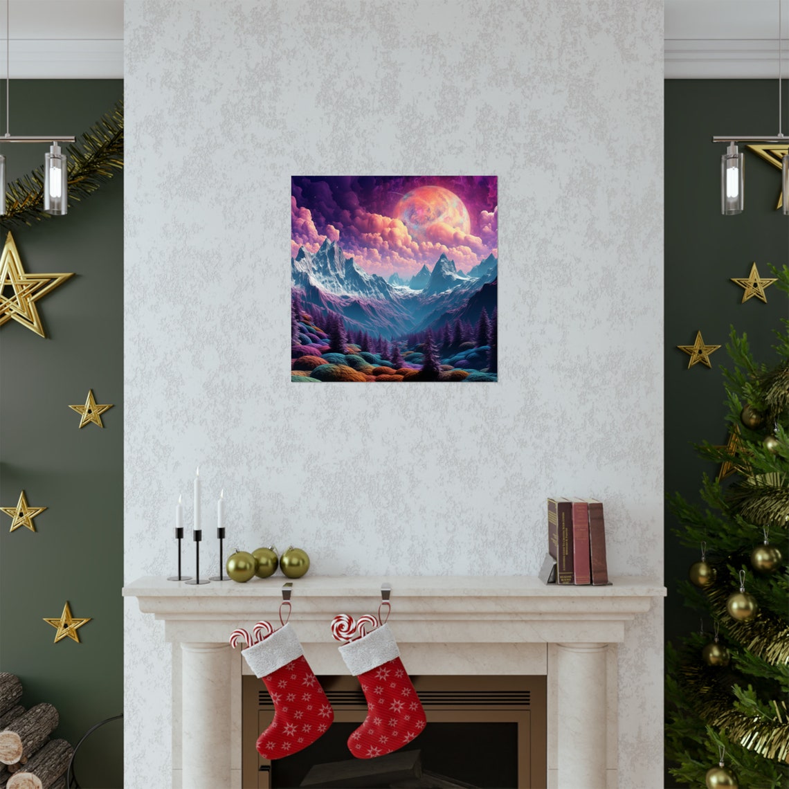 Billowing Yarn Hills, Cloudy Night Sky Poster - Image 2