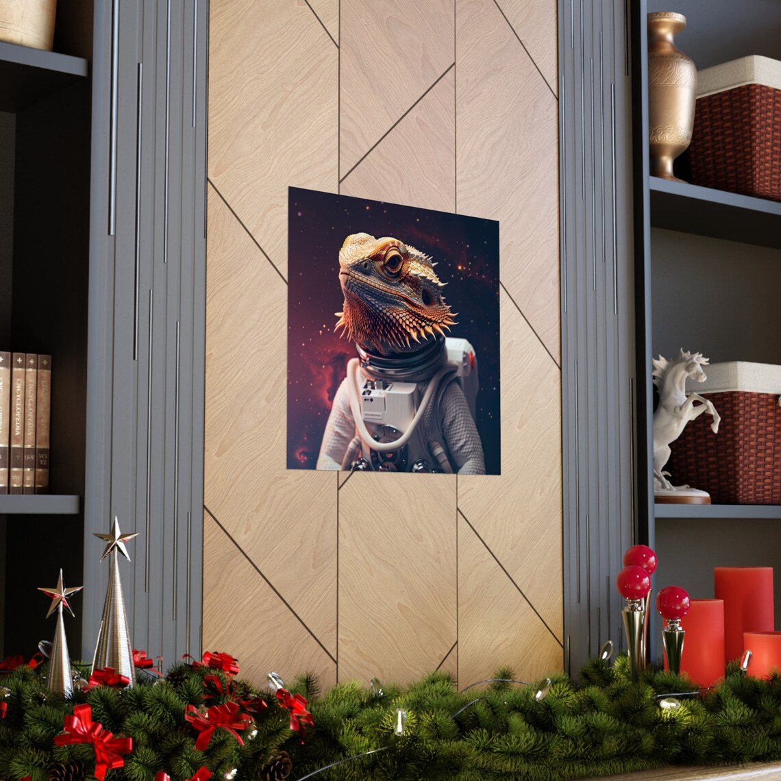 Space Bearded Dragon Astronaut Poster, Reptile Humor - Image 3