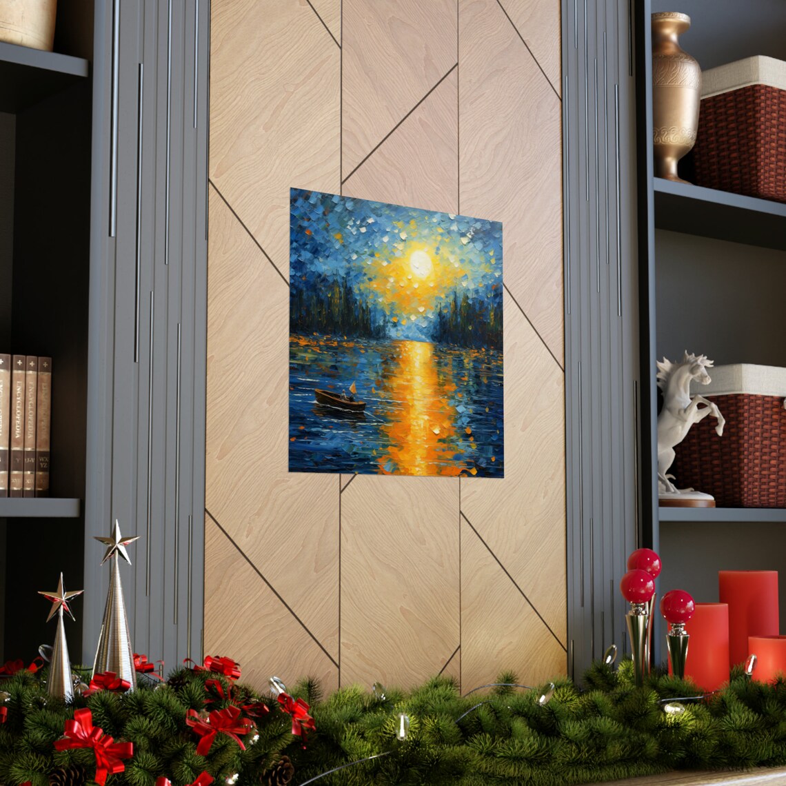 Couple Of Canoes, Sunset Over The Lake Poster - Image 3