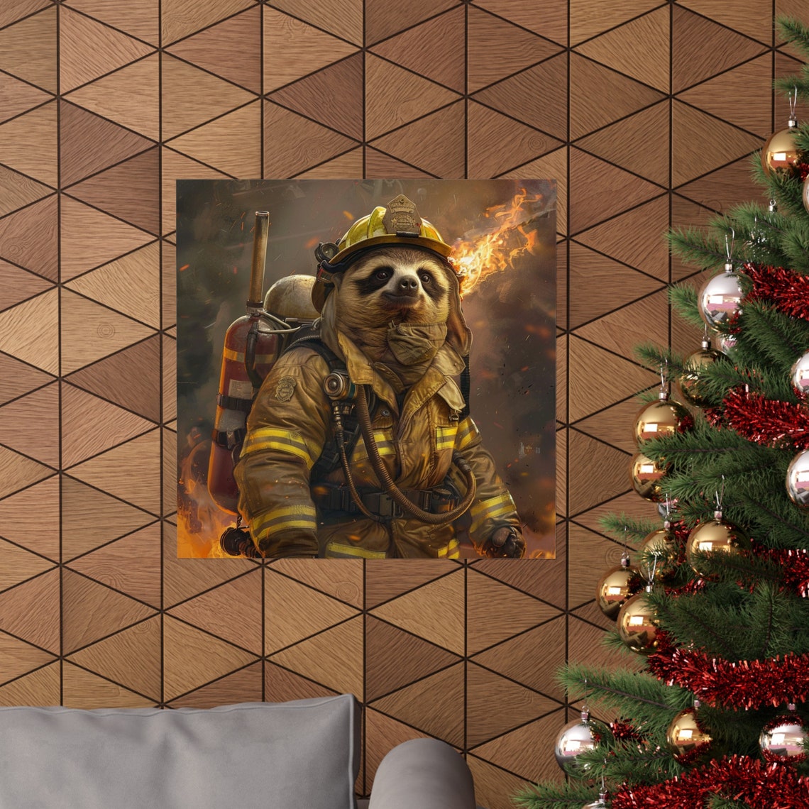 Sloth Fire Fighter Funny Humor Poster - Image 4