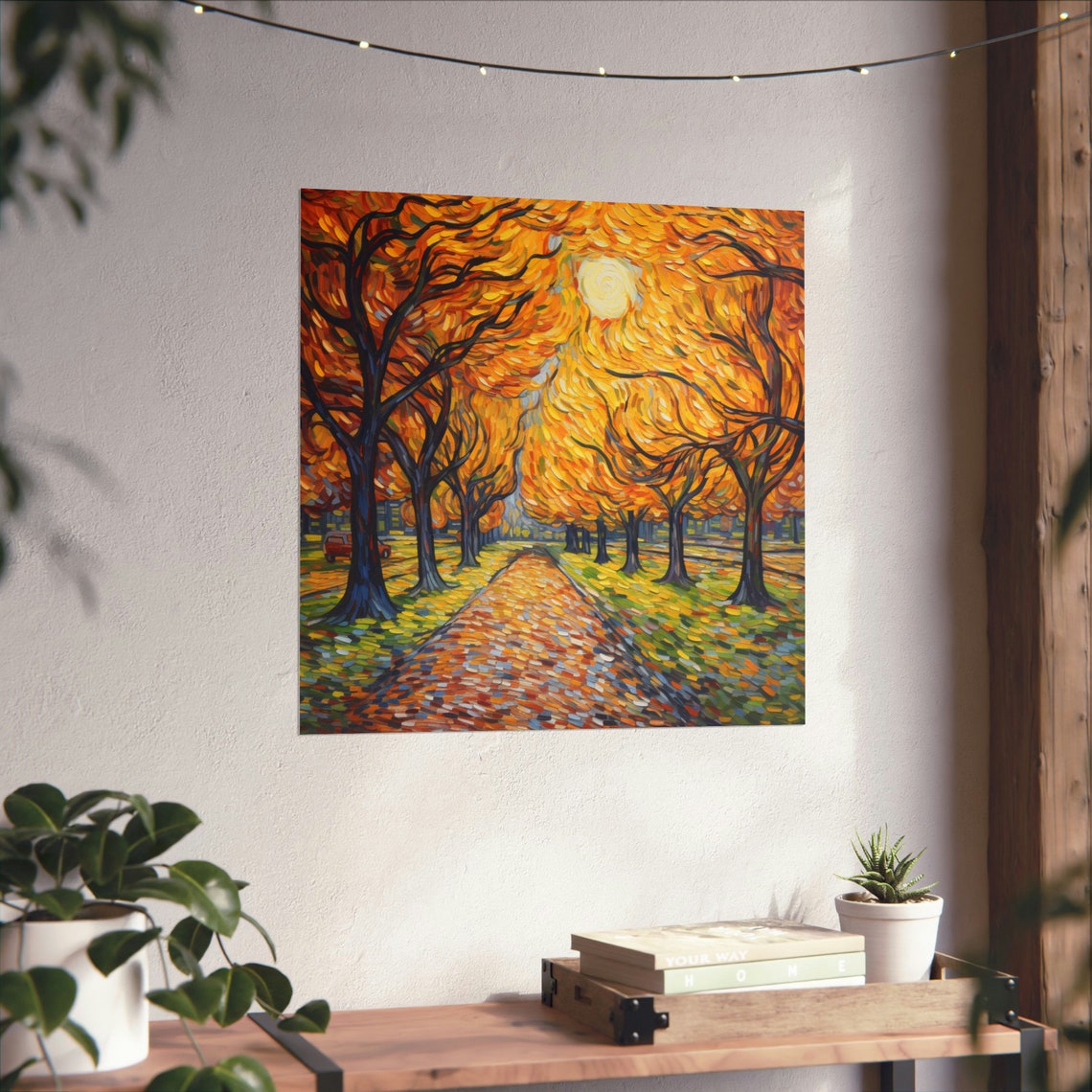 Walk In The Fall Leaves, Post-Impressionist Poster