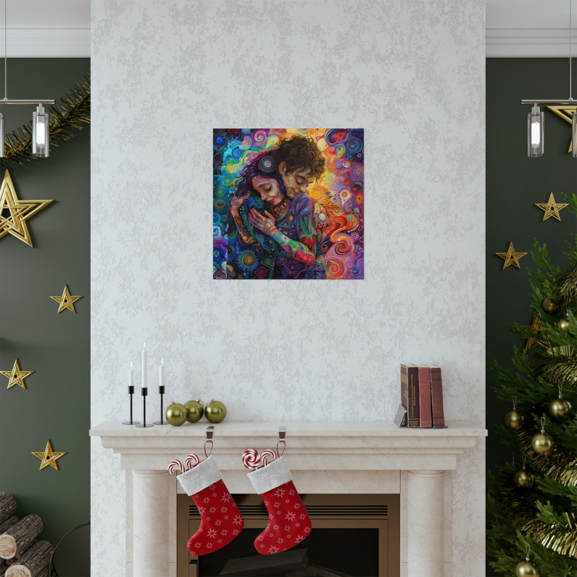 Spiritual Lovers Abstract Art Print, Happy Couple - Image 2