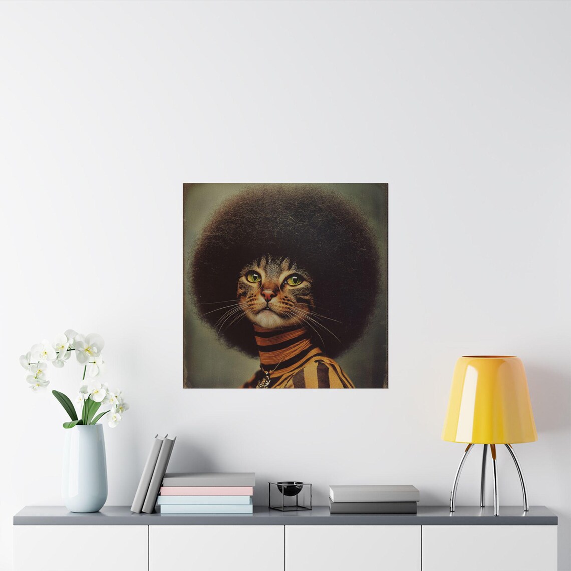 Funky Afro Cat, Retro Home Decor Poster - Image 3