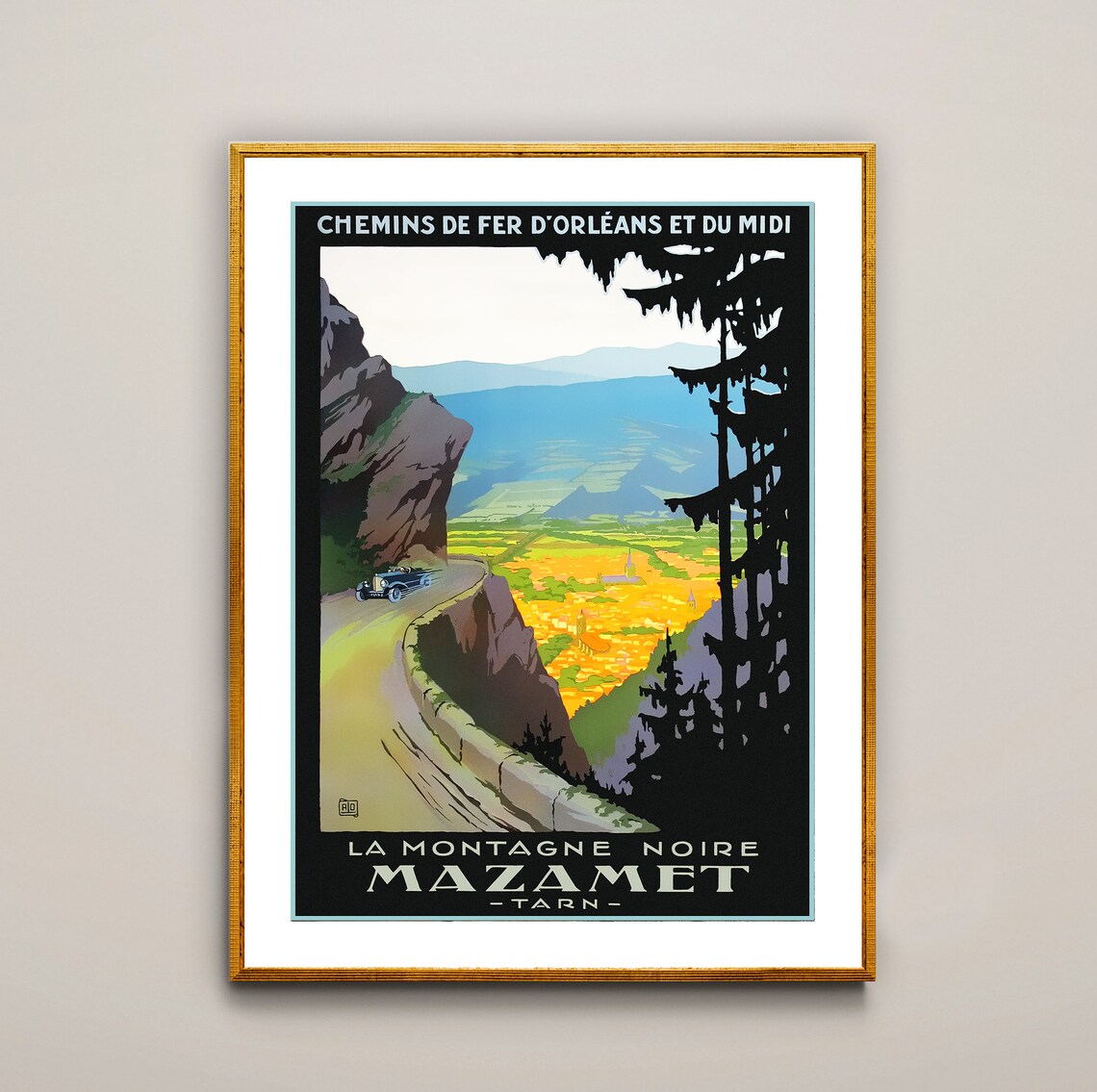 Mazamet La Montagne Noir Tarn Vintage Travel Poster