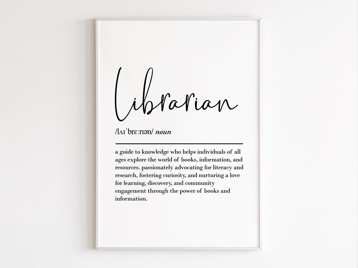 Librarian Definition Art Print, Thank You Gift