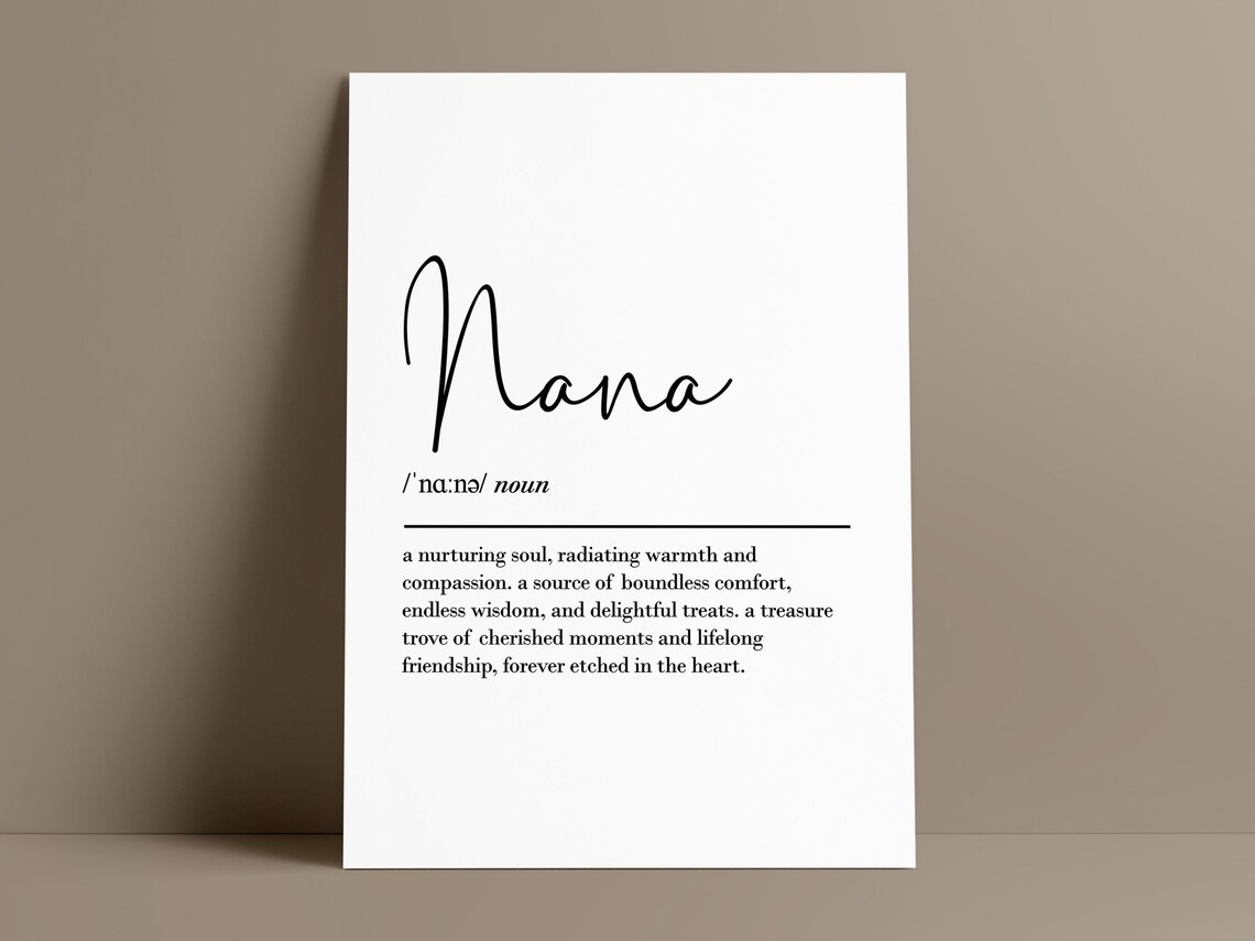 Nana Definition Dictionary Style Typography Gift Loving Keepsake Poster - Image 2