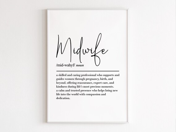 Midwife Definition Typography Thank You Gift Nurses Office Wall Art