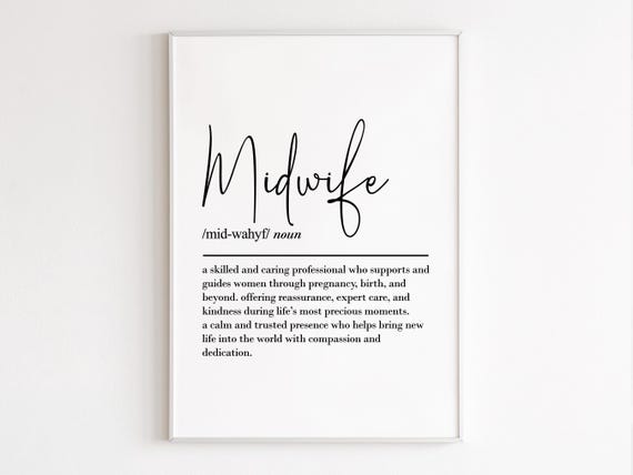 Midwife Definition Wall Art Retirement Gift Thank You Gifts Graduation