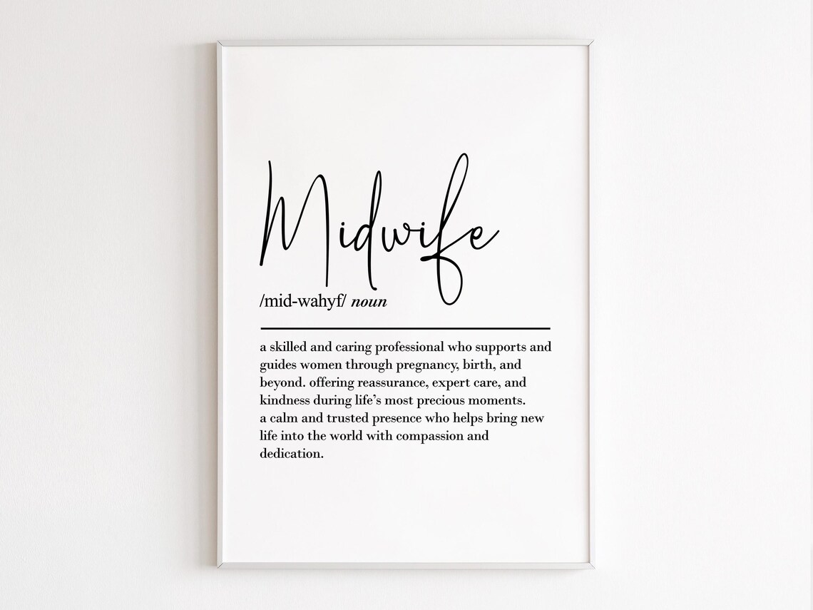 Midwife Definition Typography Thank You Gift Nurses Office Wall Art