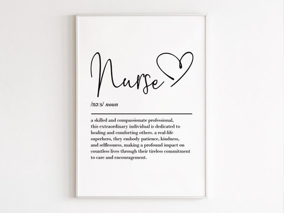 Nurse Definition Wall Art Nurse Gift Nurse Print Thank You Gift Leaving Gift Birthday Gift For Her