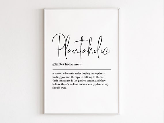 Plantaholic Definition Dictionary Style Plant Lover Gift Poster