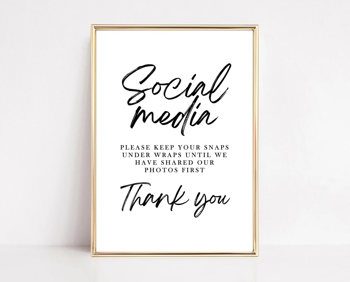 Social Media Wedding Sign No Photos Notice Reception Decor Poster