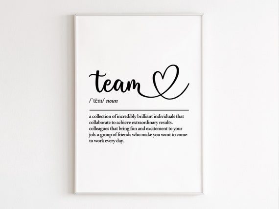 Team Definition Wall Art Work Bestie Leaving Gift Work Colleague Farewell Gift For Coworker Team Gifts