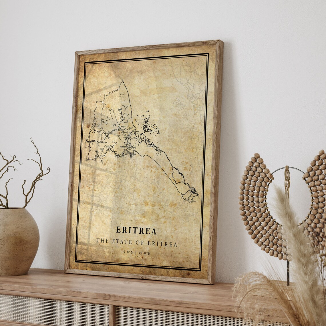 Eritrea Vintage Map Poster Print, Country Road Map - Image 4