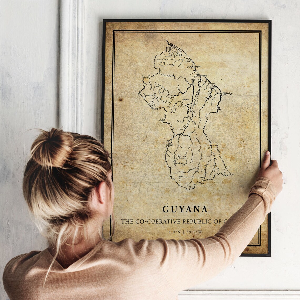Guyana Vintage Map Poster Print, Country Map - Image 2