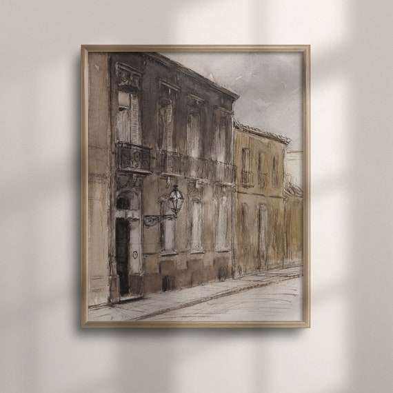 Vintage Paris Street Scene Watercolor Art Print