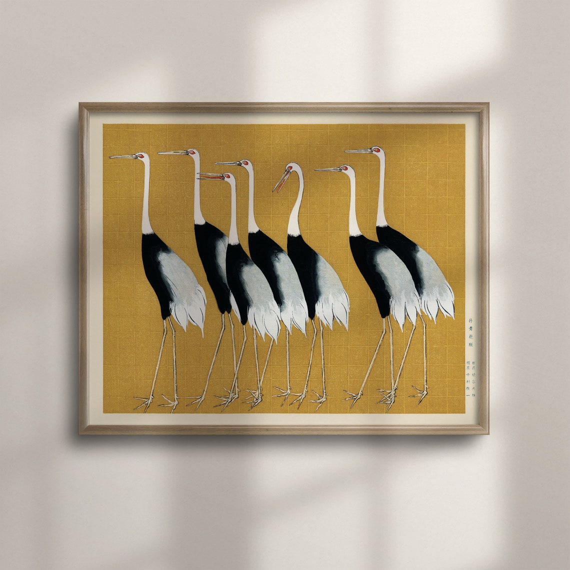 Japanese Red Crowned Cranes On Gold Ground Ogata Korin Style Poster