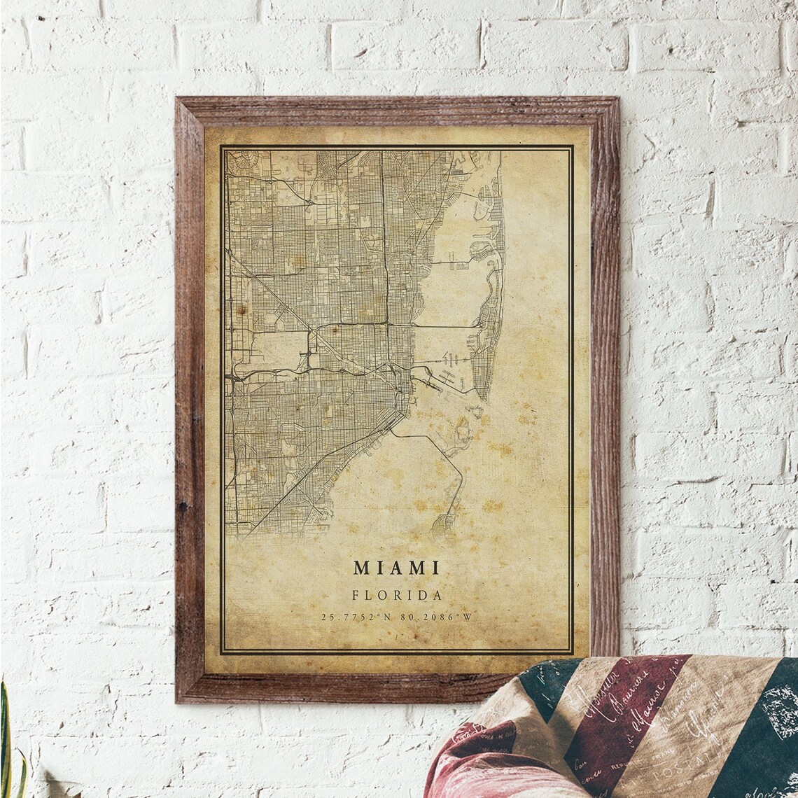 Miami Vintage Map Poster, Antique Rustic Travel Print - Image 3