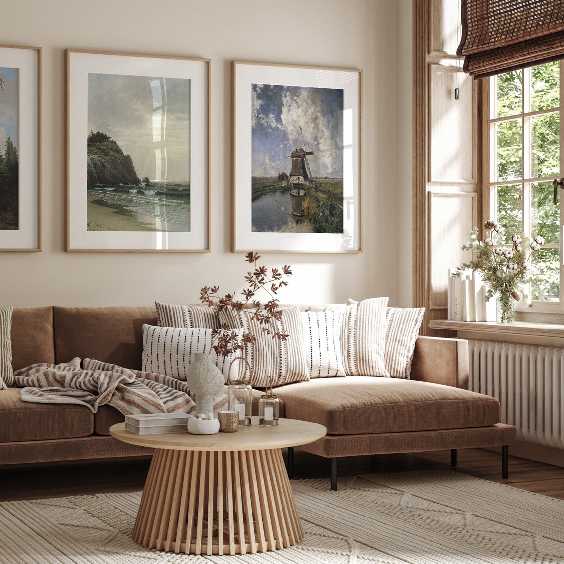 Dutch Windmill Canal Reflection Dramatic Sky Antique Landscape Poster - Image 3