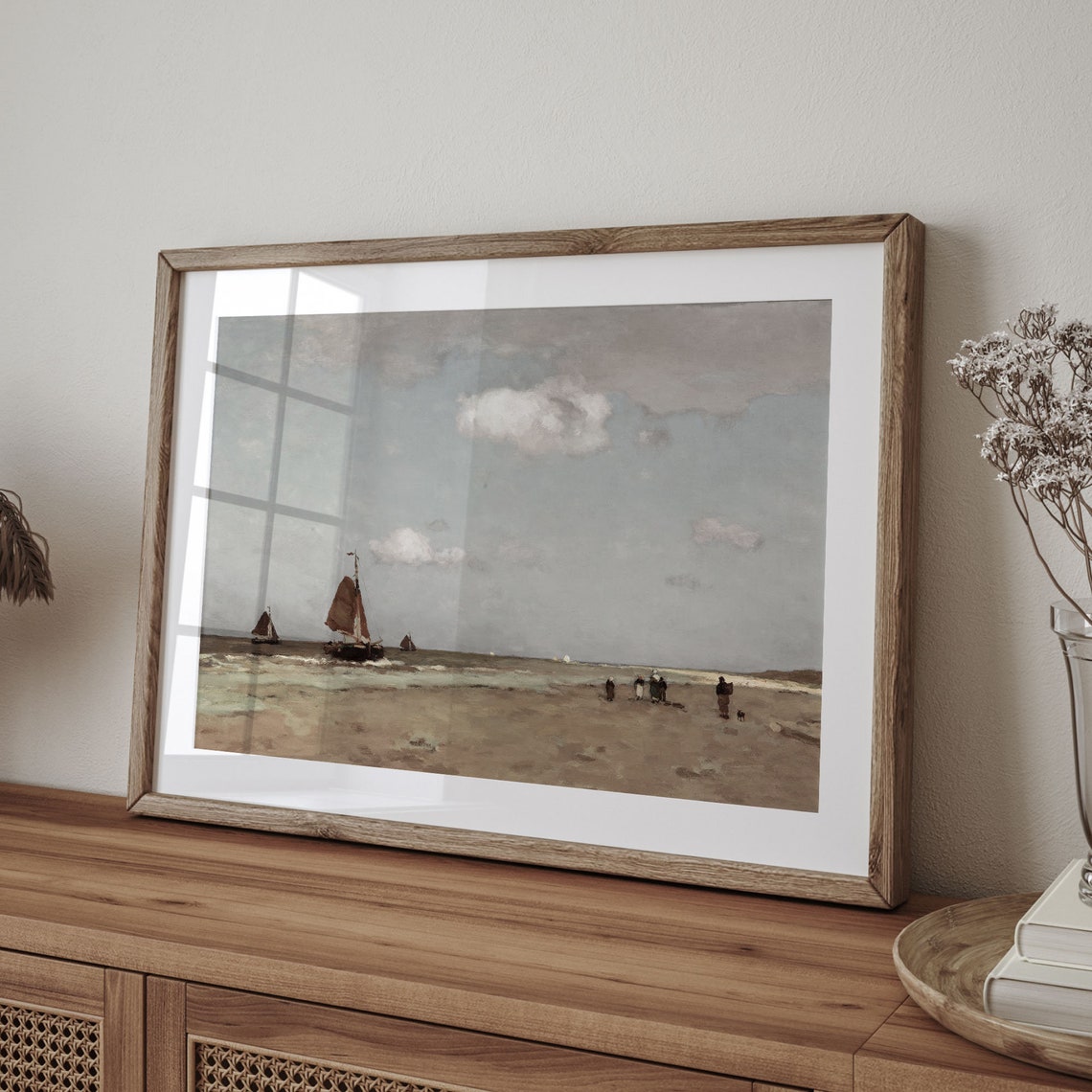 Vintage Sailboats on Beach Antique Nautical Coastal Painting Poster - Image 4