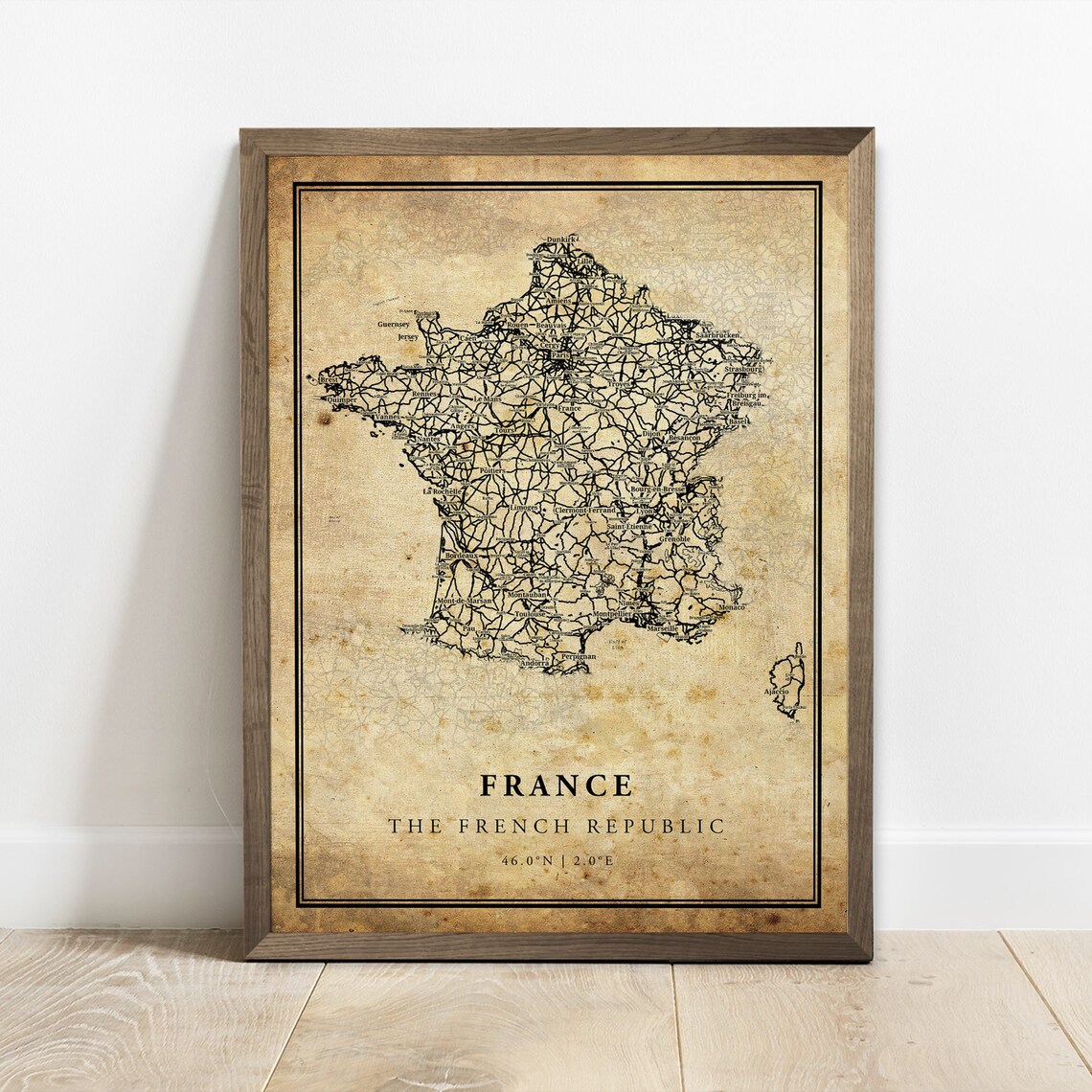 France Vintage Map Poster Print, Travel Poster