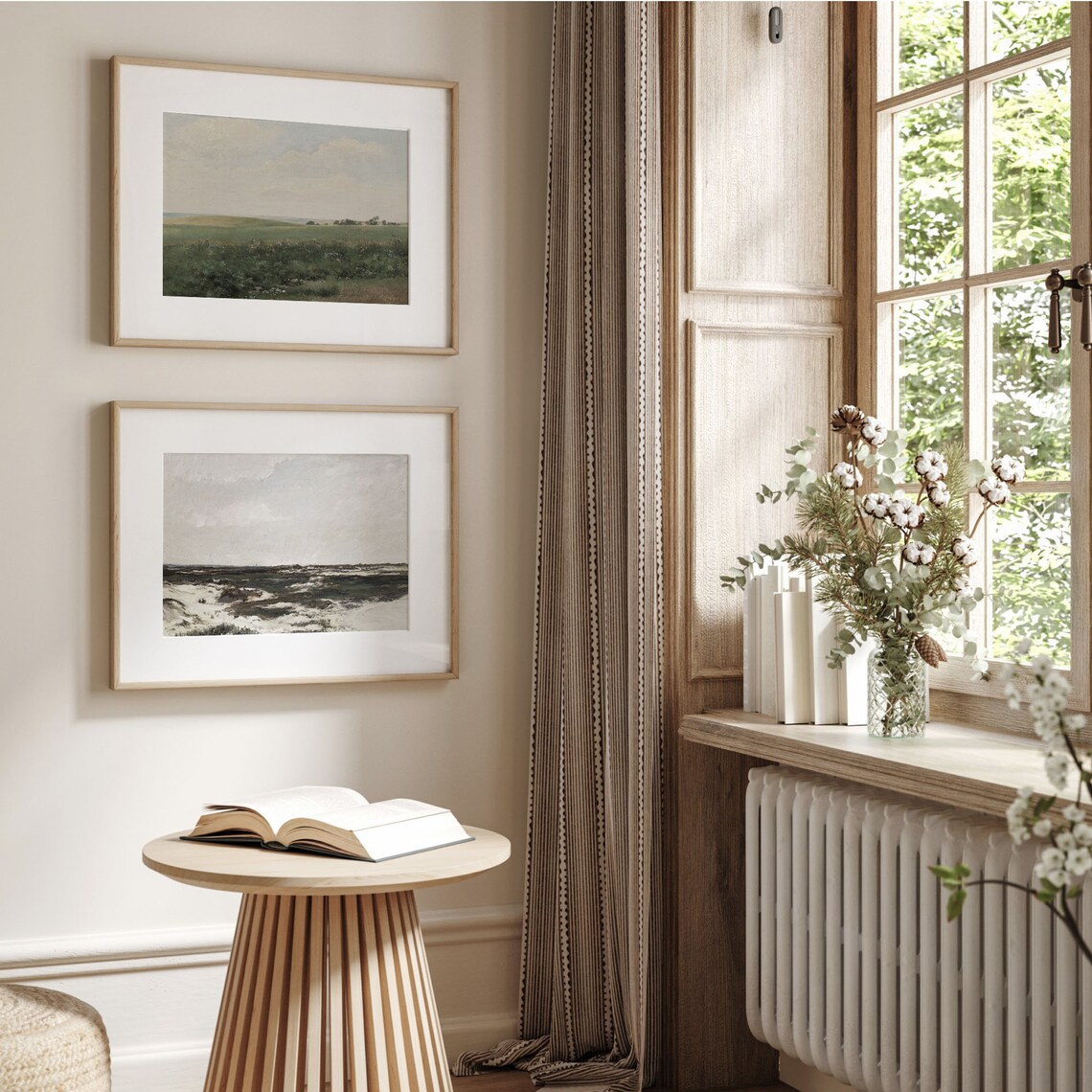 Coastal Dunes with Rolling Waves Vintage Beach Landscape Painting Poster - Image 3