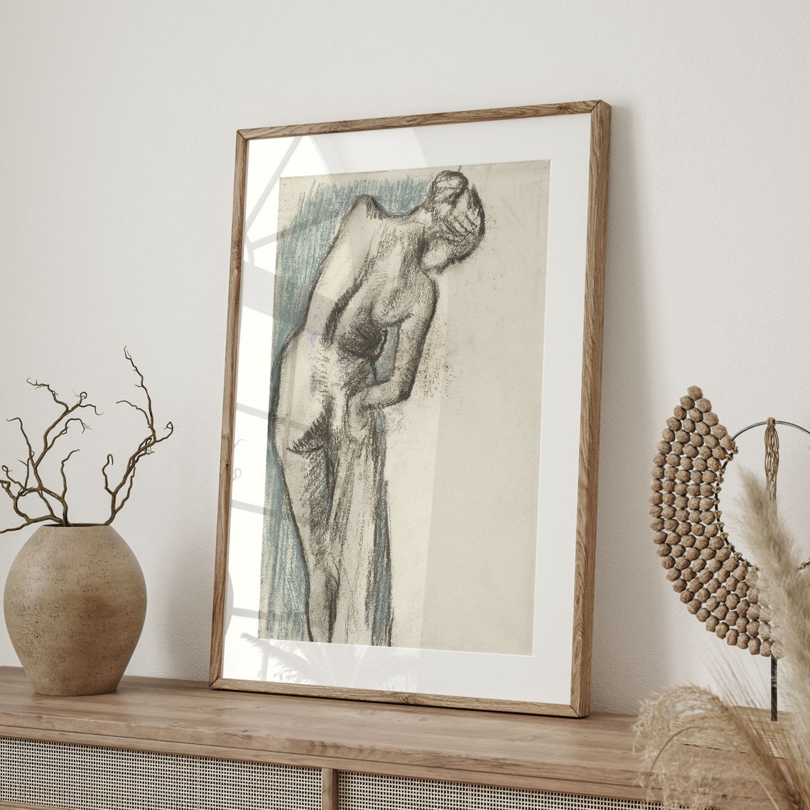 Edgar Degas 1883 Bather Drying Herself Charcoal Study Art Poster - Image 4