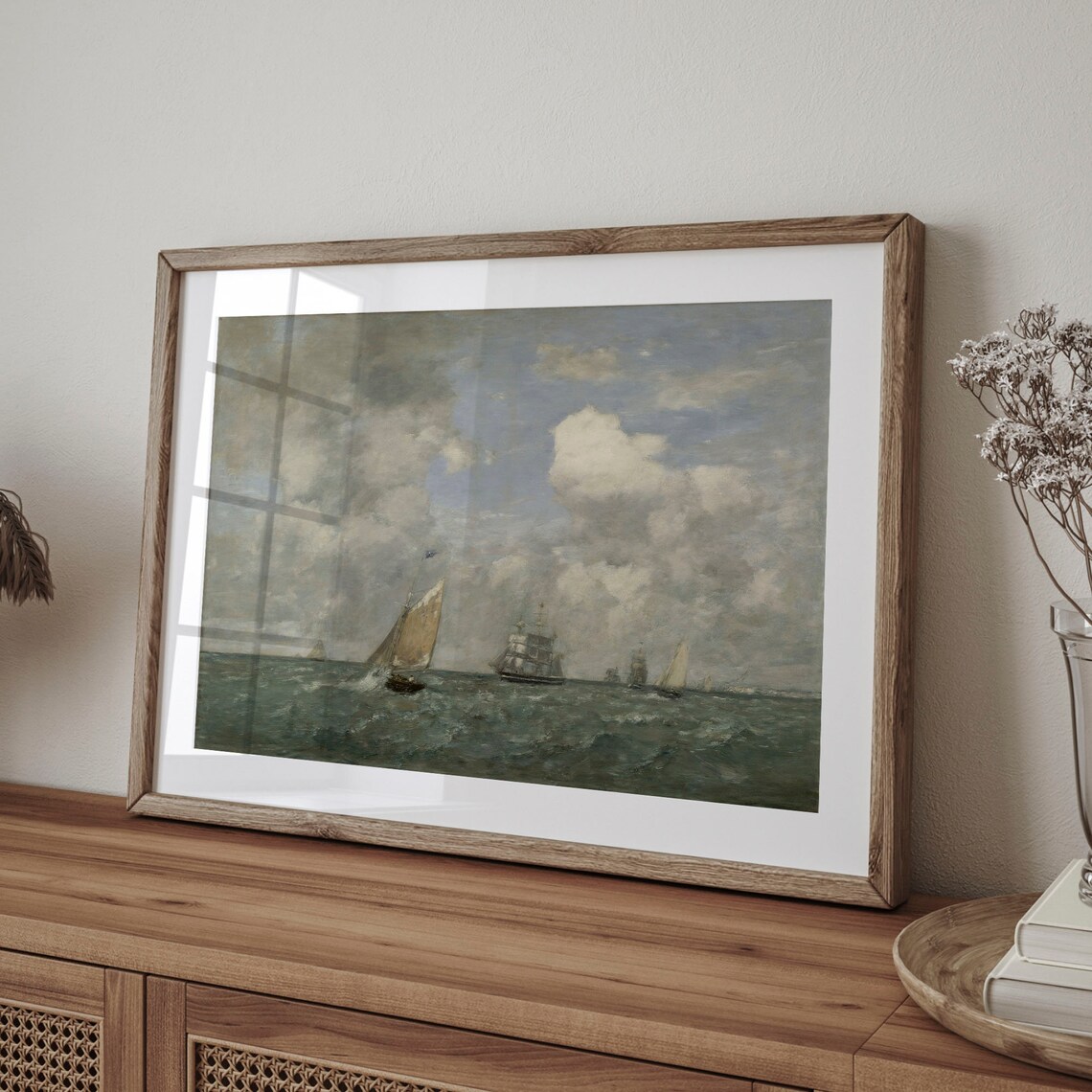 Tall Ships at Sea Antique Nautical Sailboat Oil Painting Poster - Image 4