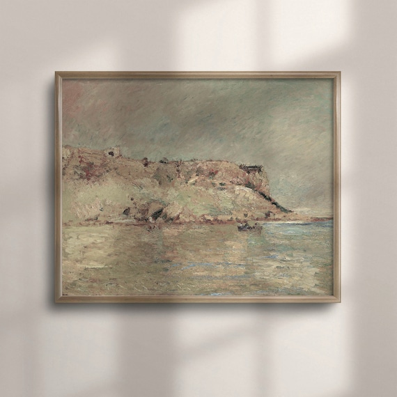 Pastel Cliff Seaside Impressionist Vintage Coastal Painting Poster