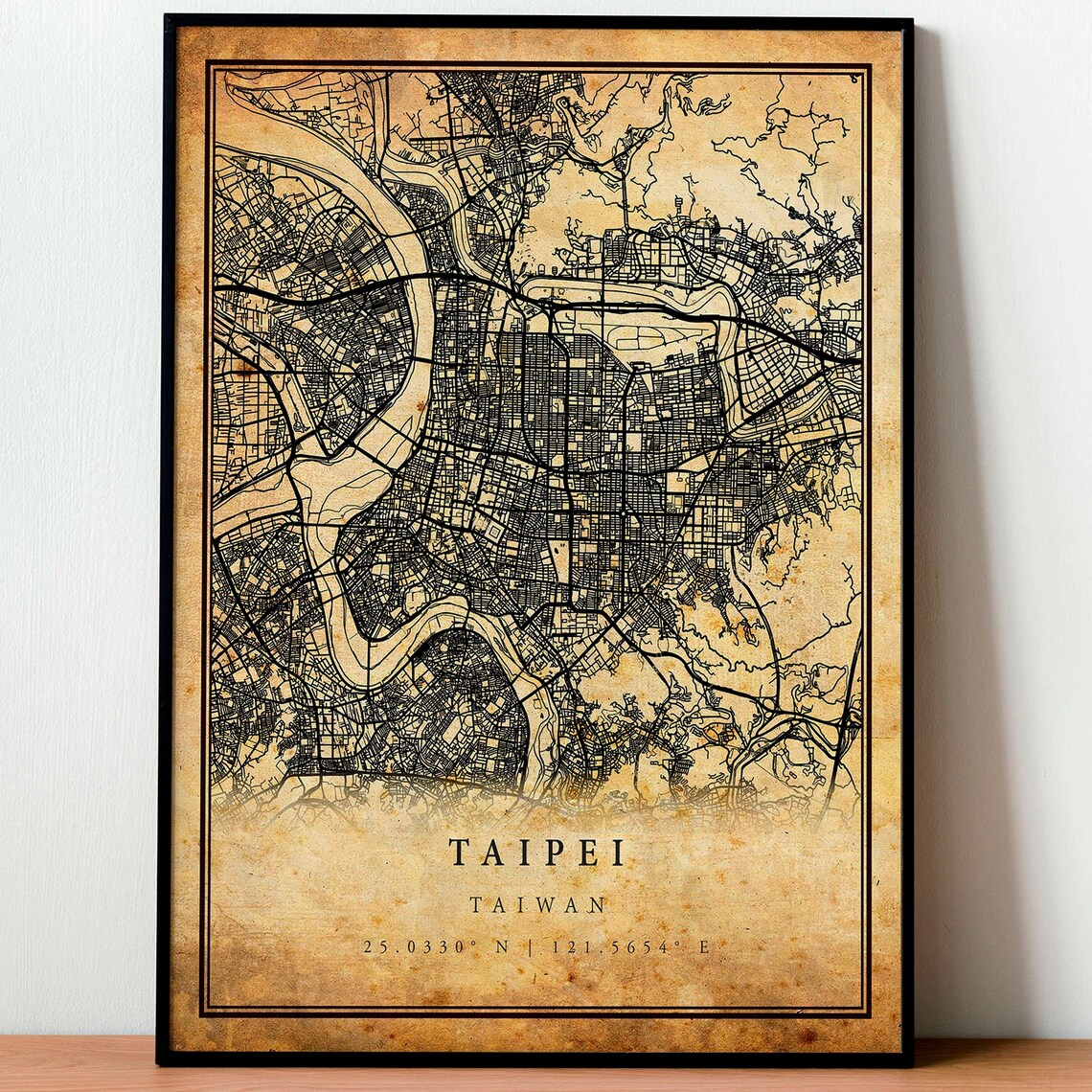 Taipei Vintage Map Poster, Rustic Taiwan Travel Art - Image 4