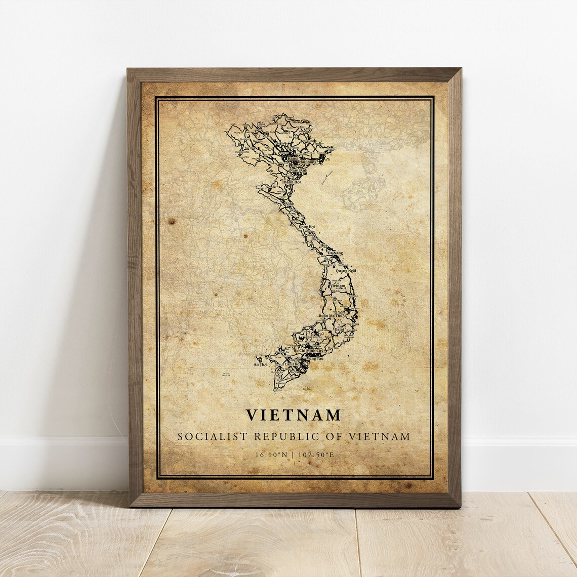 Vietnam Vintage Map Poster Print, Country Road Map