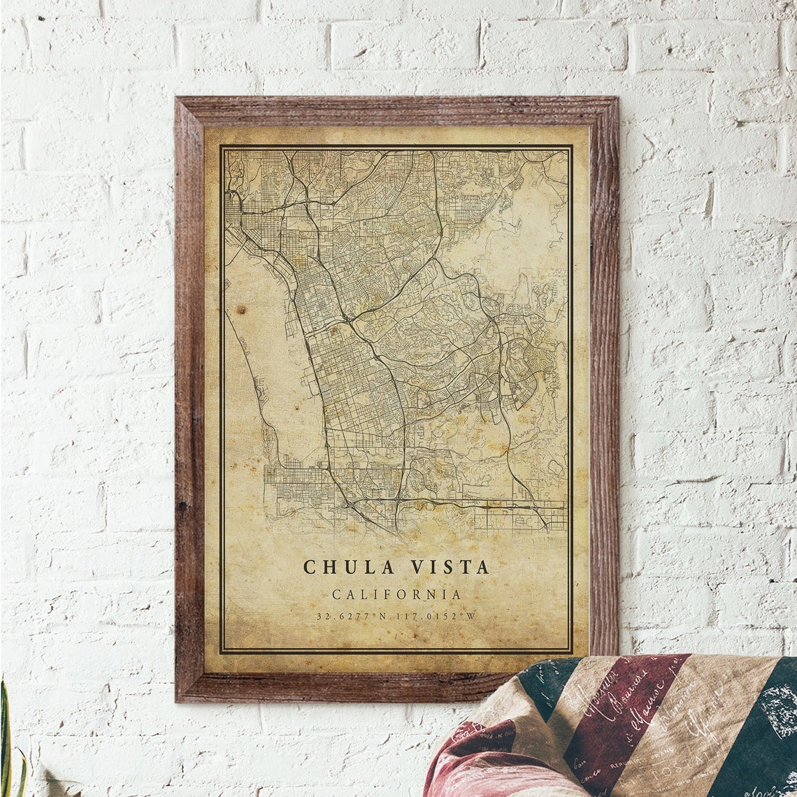 Chula Vista California Vintage City Street Map Coordinates Poster - Image 3