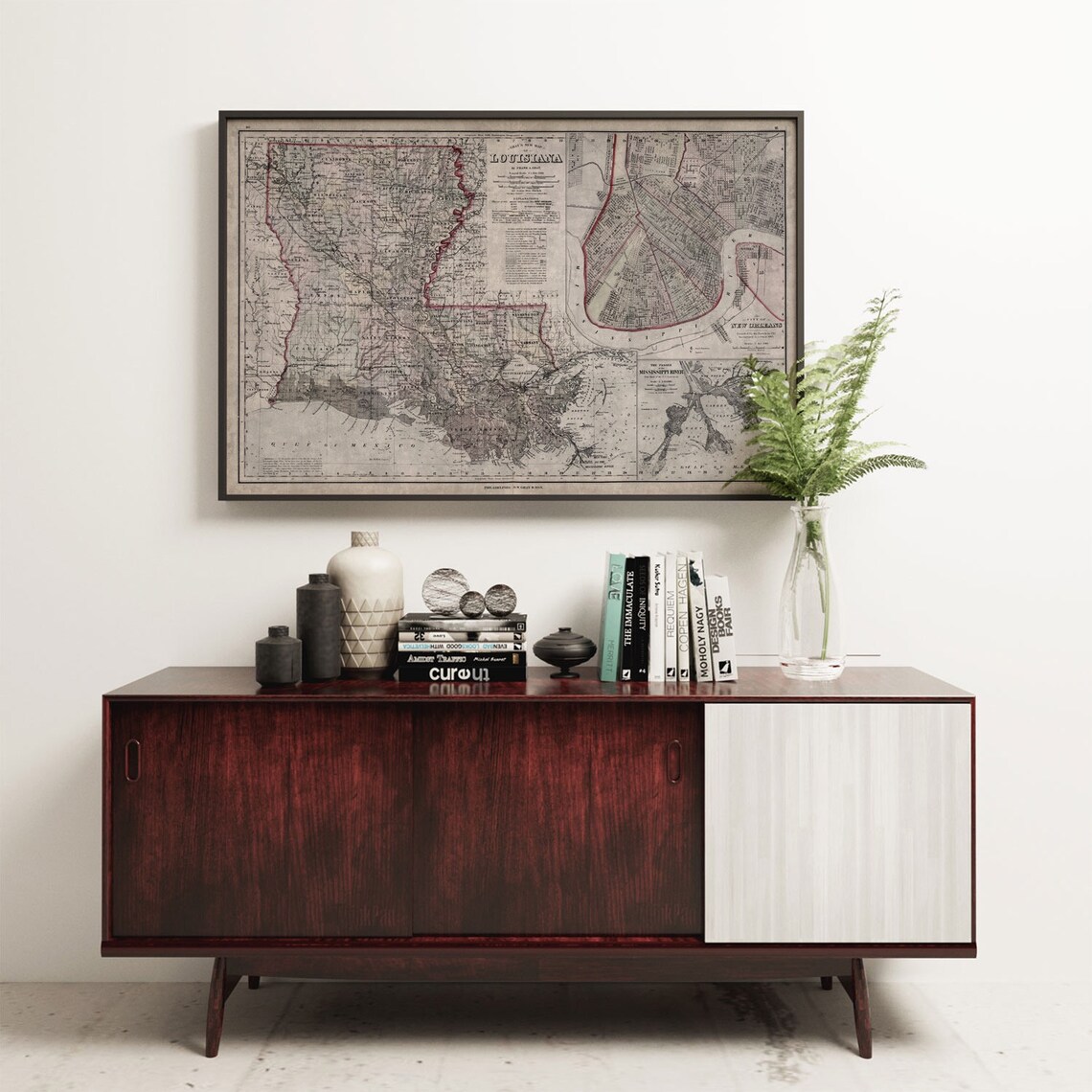 Louisiana Vintage Map Wall Art Print, 19th C - Image 4