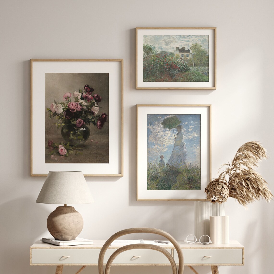 Vintage Pink Roses Still Life Moody Floral Oil Painting Art Poster - Image 2