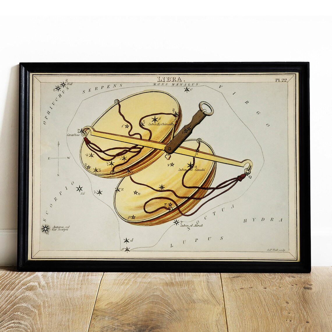 Libra Antique Space Painting Zodiac Art Print