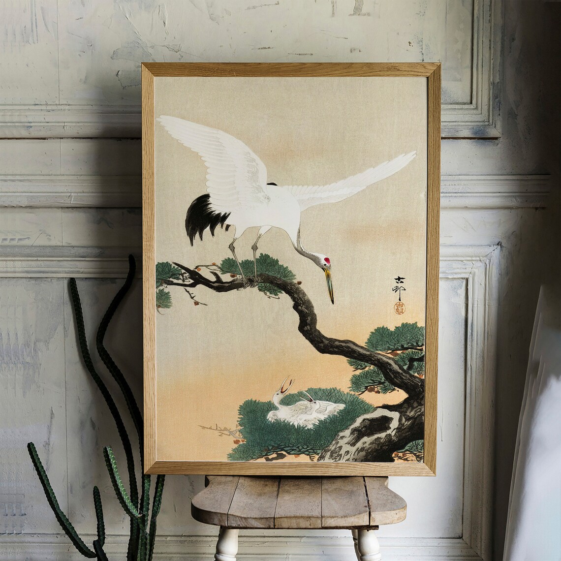 Japanese Crane Vintage Drawing Poster, Wild Animals - Image 2