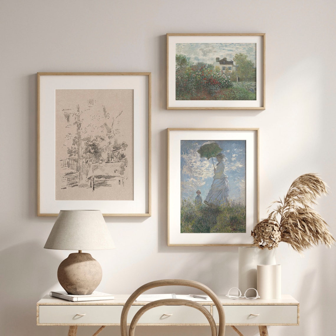 Outdoor Cafe Table Pencil Sketch Impressionist Drawing Poster - Image 2