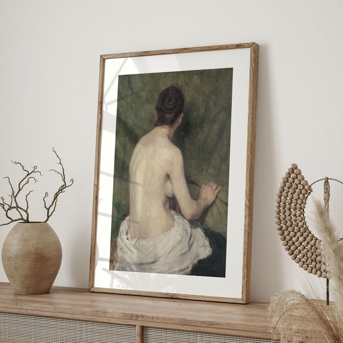 Vintage Female Nude Back View Antique Oil Painting Tasteful Fine Art Poster - Image 4