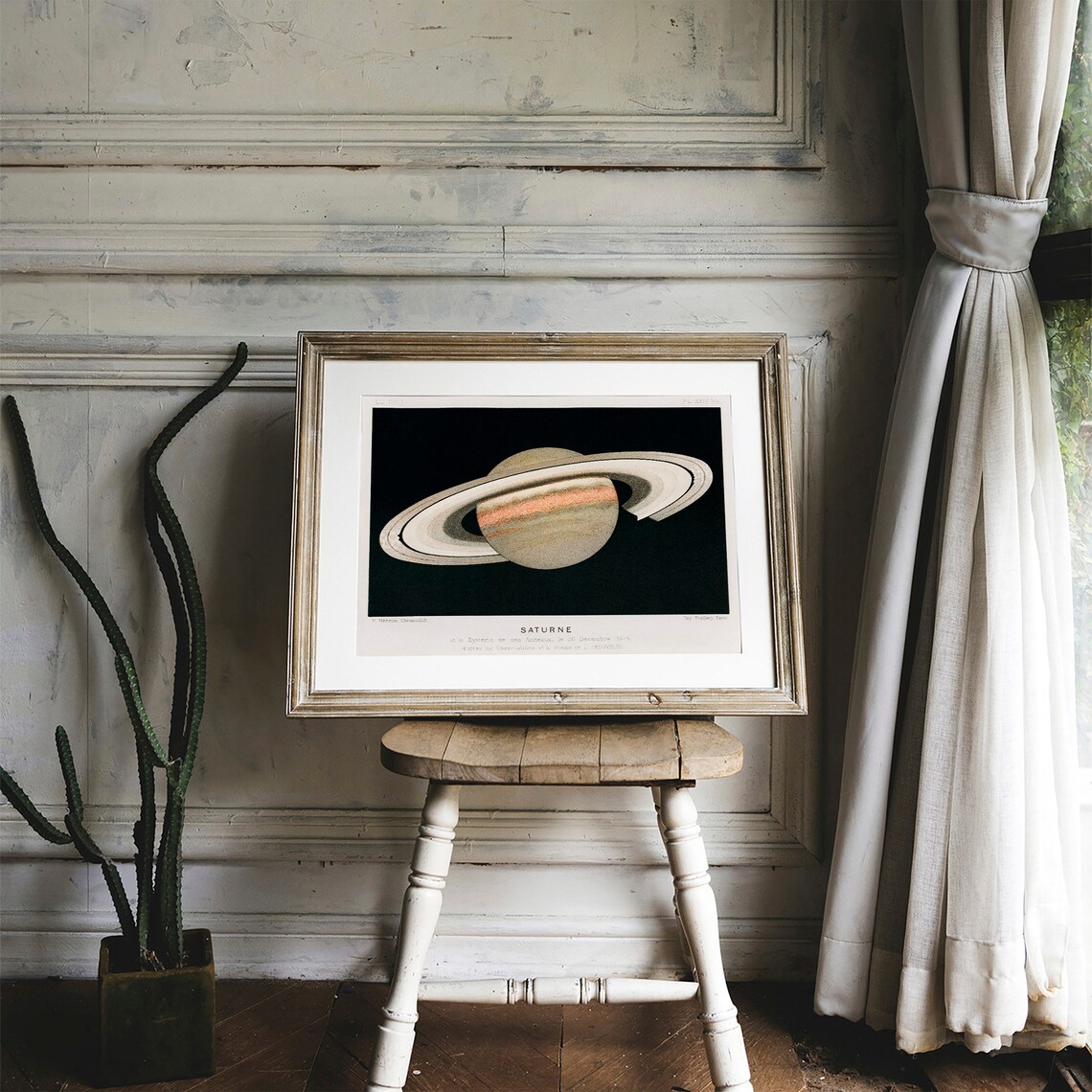 Saturne Antique Space Painting, Vintage Art Print - Image 2